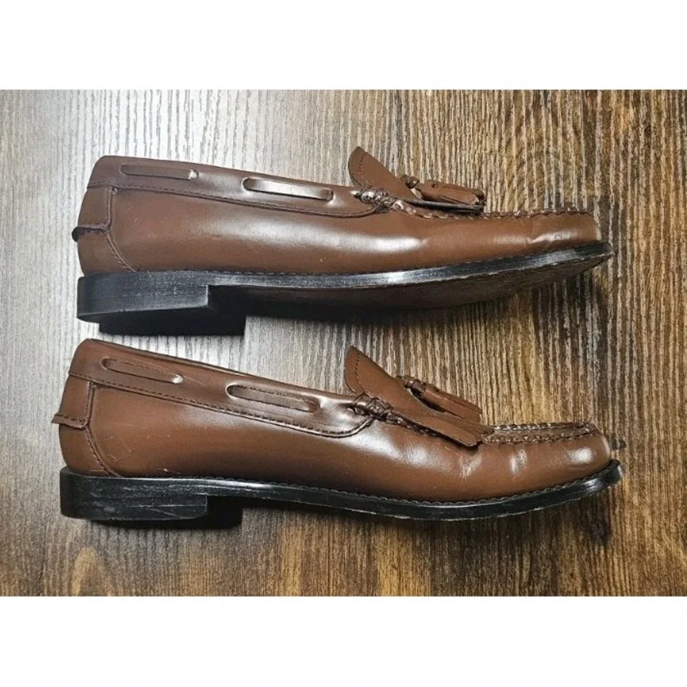 Bass Weejuns Loafers Size 8 Tan Leather Kiltie Tassel Academia